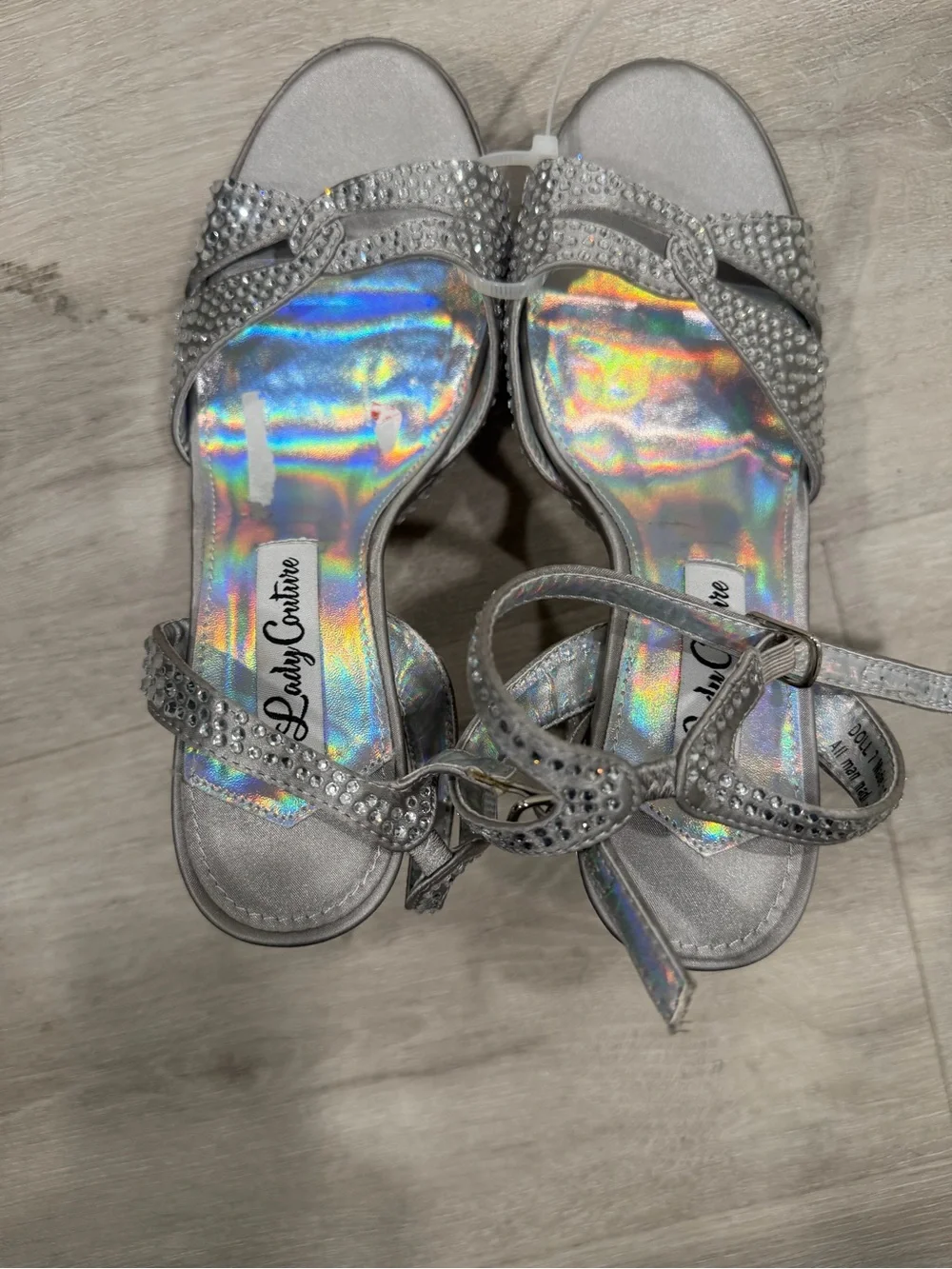 Lady Couture Silver Rhinestone Platform Sandal with Ankle Strap